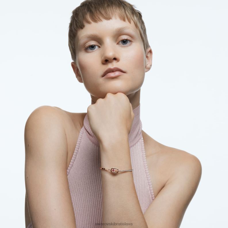 šumivý tanečný náramok okrúhly strih, oválny tvar, červená, pozlátená ružovým zlatom B8ZNT647 Swarovski šperky - Image 2