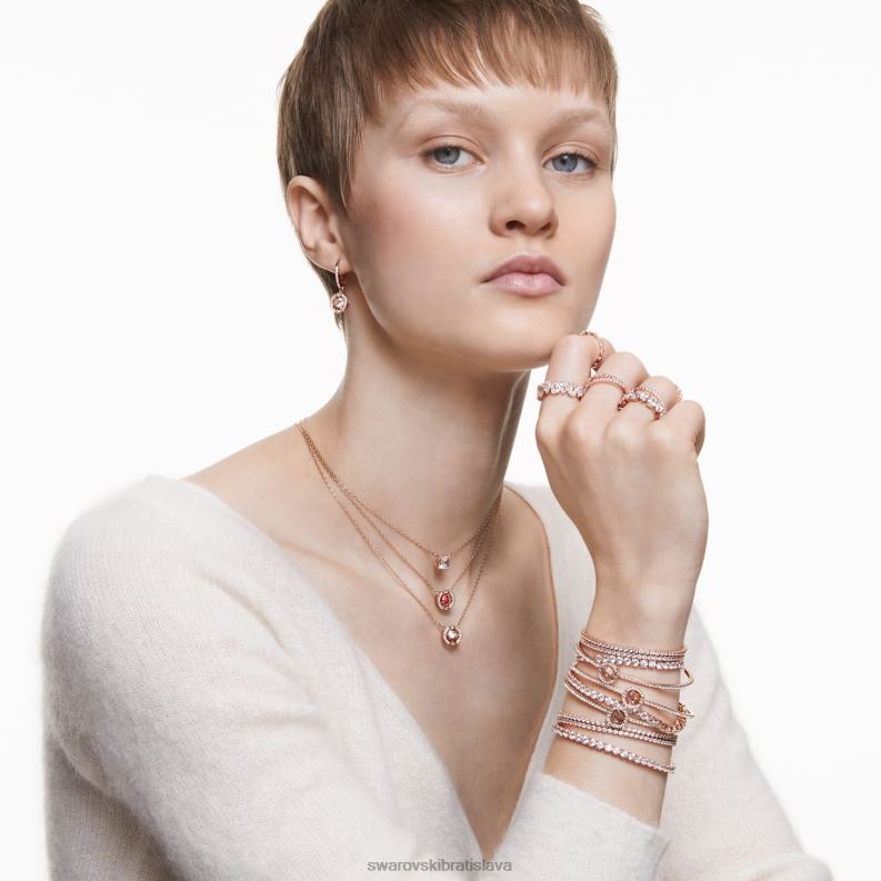 šumivý tanečný náramok okrúhly výbrus, biely, pozlátený ružovým zlatom B8ZNT483 Swarovski šperky - Image 5