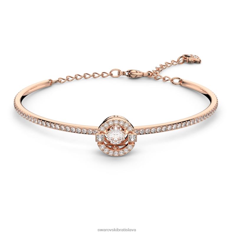 šumivý tanečný náramok okrúhly výbrus, biely, pozlátený ružovým zlatom B8ZNT483 Swarovski šperky - Image 1