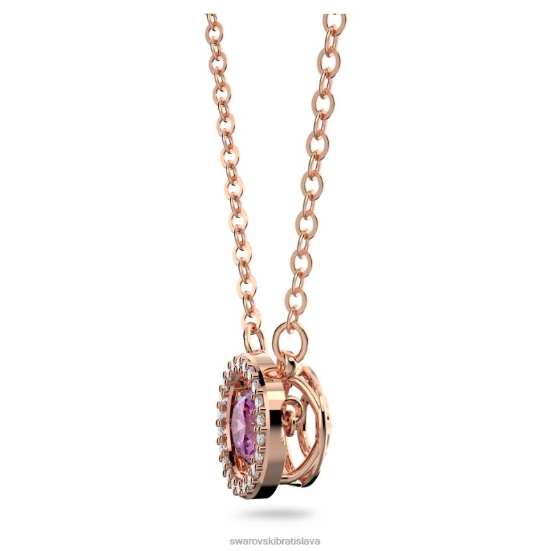 šumivý tanečný prívesok okrúhly strih, fialová, pozlátená ružovým zlatom B8ZNT295 Swarovski šperky - Image 5