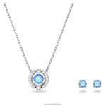 šumivý tanečný set okrúhly výbrus, modrá, rhodiovaná B8ZNT374 Swarovski šperky