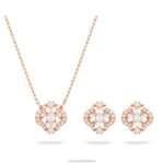 šumivý tanečný set zmiešané strihy, ďatelina, biela, pozlátené ružovým zlatom B8ZNT416 Swarovski šperky