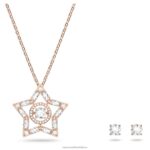 súprava stella zmiešané strihy, hviezdicové, biele, pozlátené ružovým zlatom B8ZNT406 Swarovski šperky