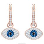 symbolické kruhové náušnice zlé oko, modré, pozlátené ružovým zlatom B8ZNT758 Swarovski šperky - Image 3
