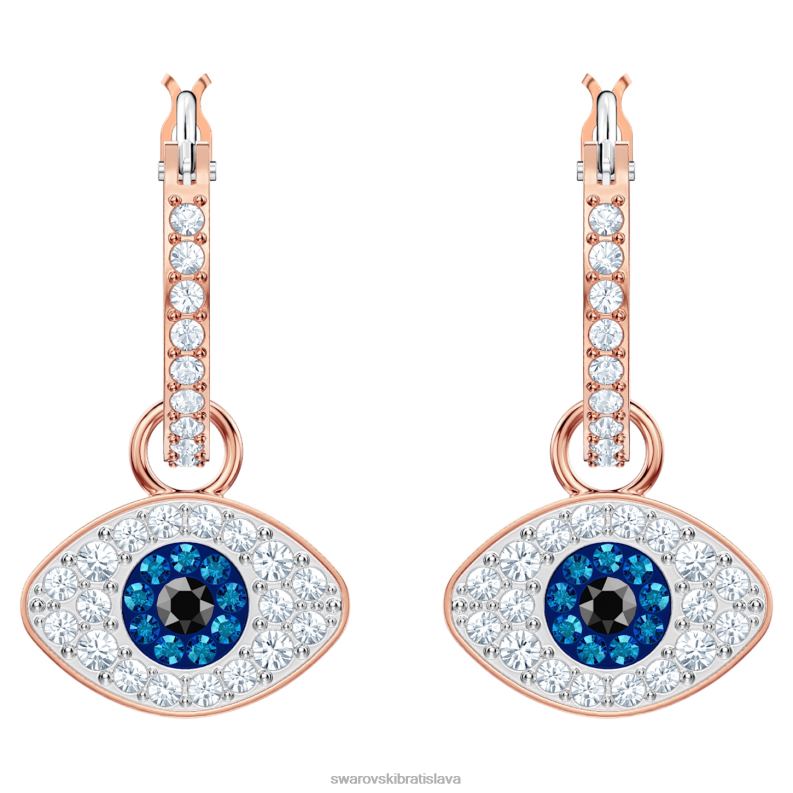 symbolické kruhové náušnice zlé oko, modré, pozlátené ružovým zlatom B8ZNT758 Swarovski šperky - Image 3