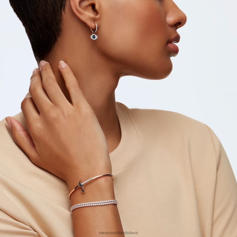 symbolické kruhové náušnice zlé oko, modré, pozlátené ružovým zlatom B8ZNT758 Swarovski šperky - Image 5