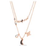 symbolický náhrdelník mesiac a hviezda, čierne, pozlátené ružovým zlatom B8ZNT24 Swarovski šperky - Image 3