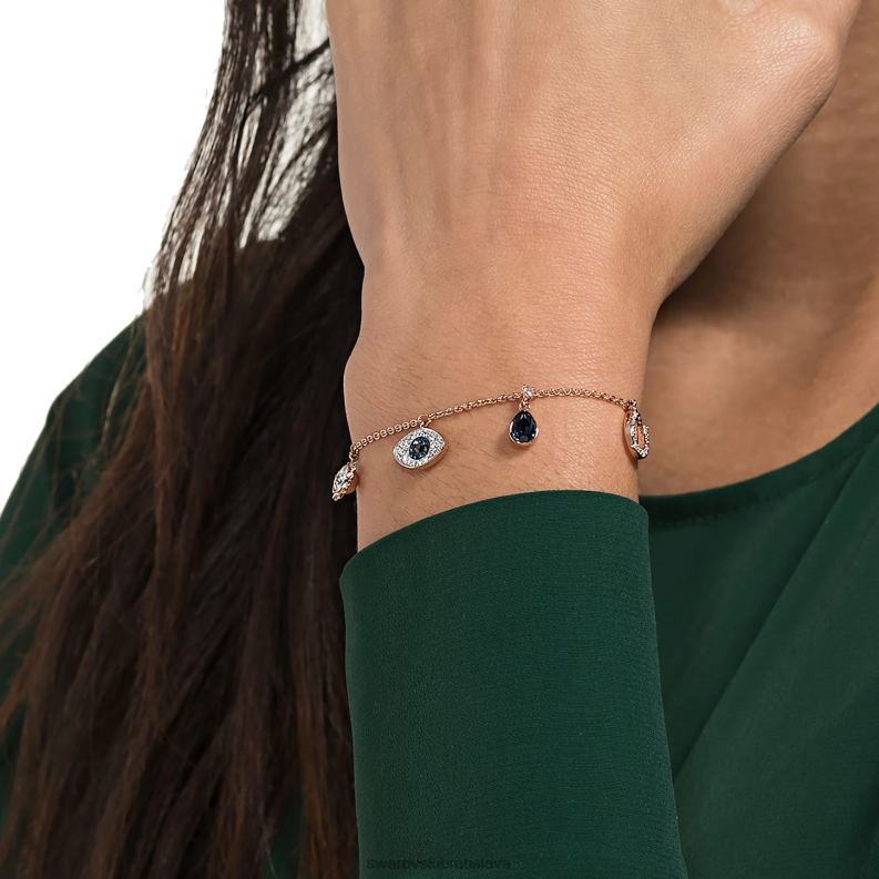 symbolický náramok nekonečno, zlé oko a podkova, modrá, pozlátené ružovým zlatom B8ZNT420 Swarovski šperky - Image 2
