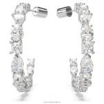 tenisové luxusné kruhové náušnice zmiešané rezy, biele, rhodiované B8ZNT892 Swarovski šperky - Image 3