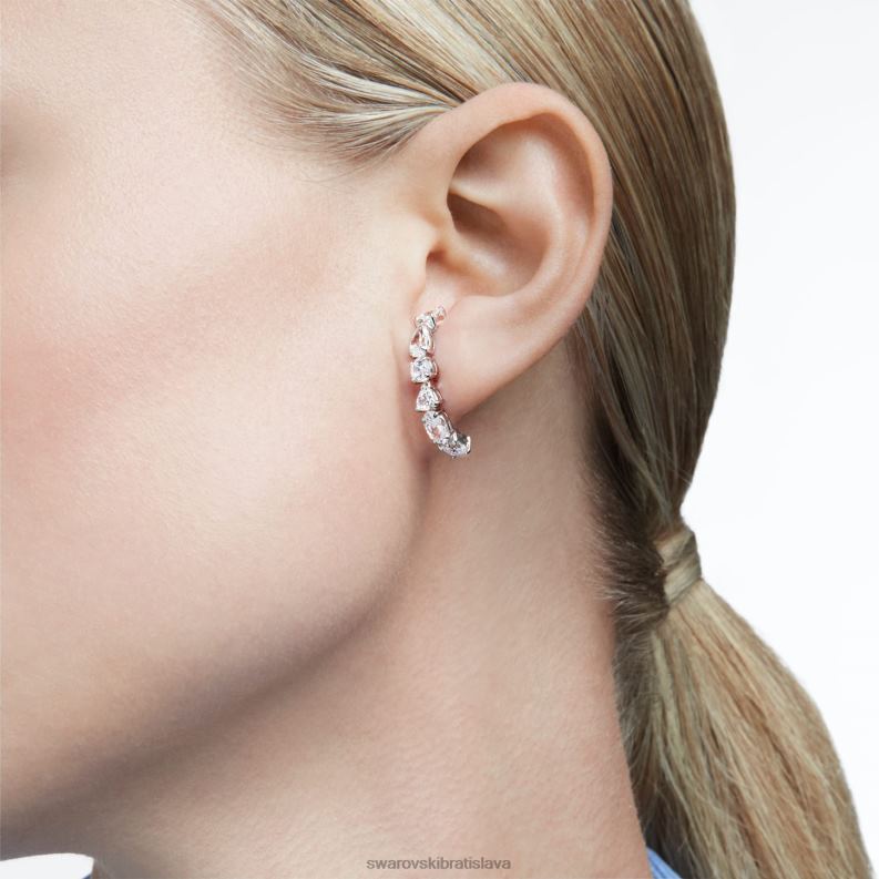 tenisové luxusné manžety na uši zmiešané rezy, biele, rhodiované B8ZNT965 Swarovski šperky - Image 2