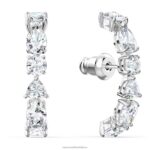 tenisové luxusné manžety na uši zmiešané rezy, biele, rhodiované B8ZNT965 Swarovski šperky - Image 3