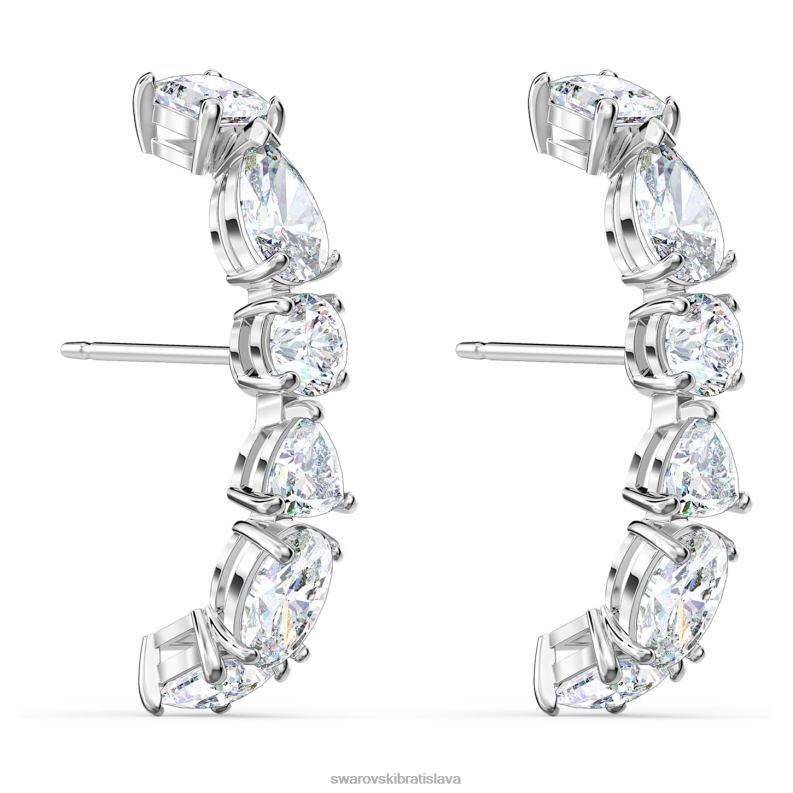 tenisové luxusné manžety na uši zmiešané rezy, biele, rhodiované B8ZNT965 Swarovski šperky - Image 4
