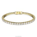 tenisový luxusný náramok okrúhly výbrus, biely, pozlátený B8ZNT585 Swarovski šperky