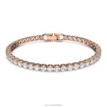 tenisový luxusný náramok okrúhly výbrus, biely, pozlátený ružovým zlatom B8ZNT573 Swarovski šperky