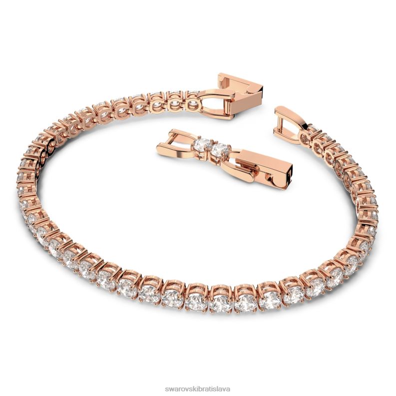 tenisový luxusný náramok okrúhly výbrus, biely, pozlátený ružovým zlatom B8ZNT573 Swarovski šperky - Image 3