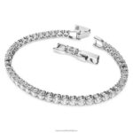 tenisový luxusný náramok okrúhly výbrus, biely, rhodiovaný B8ZNT556 Swarovski šperky - Image 3
