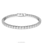 tenisový luxusný náramok okrúhly výbrus, biely, rhodiovaný B8ZNT562 Swarovski šperky