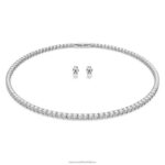 tenisový luxusný set okrúhly výbrus, biely, rhodiovaný B8ZNT412 Swarovski šperky