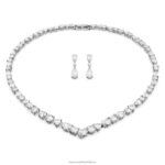 tenisový luxusný set zmiešané rezy, biele, rhodiované B8ZNT409 Swarovski šperky
