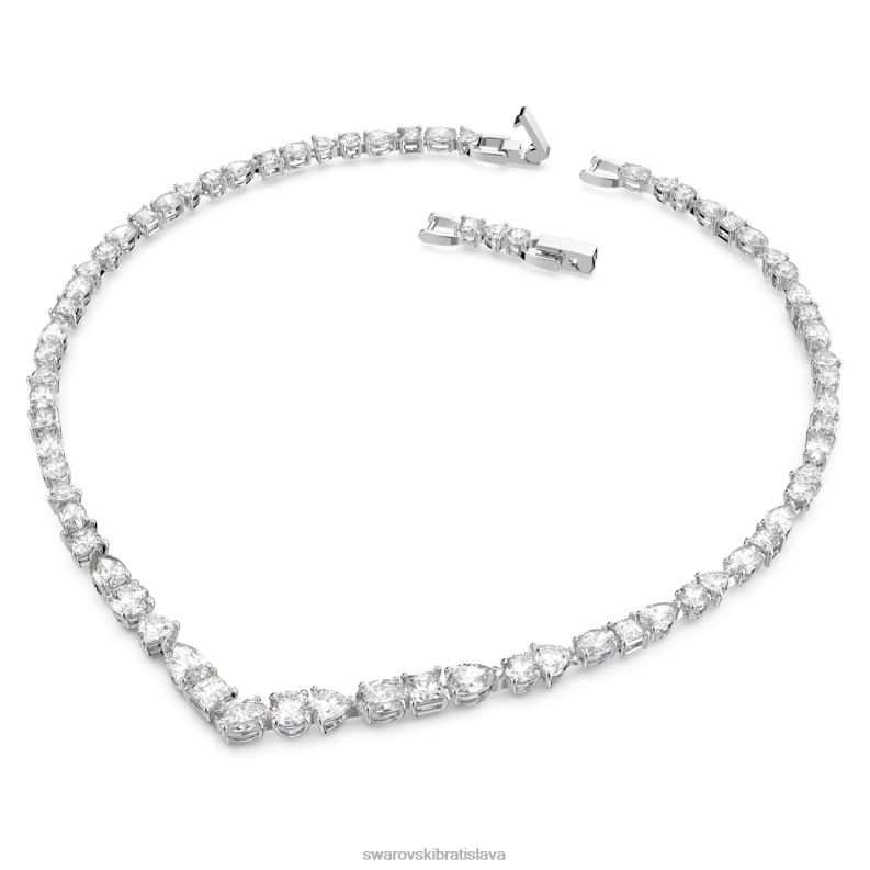 tenisový náhrdelník deluxe v zmiešané rezy, biele, rhodiované B8ZNT60 Swarovski šperky - Image 3