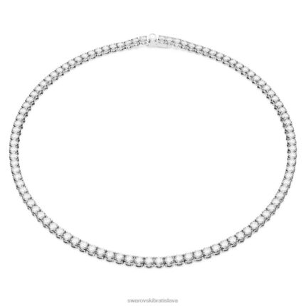 tenisový náhrdelník matrix okrúhly výbrus, biely, rhodiovaný B8ZNT1 Swarovski šperky