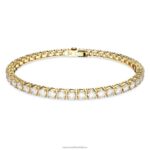 tenisový náramok matrix okrúhly výbrus, biely, pozlátený B8ZNT547 Swarovski šperky