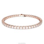 tenisový náramok matrix okrúhly výbrus, biely, pozlátený ružovým zlatom B8ZNT552 Swarovski šperky