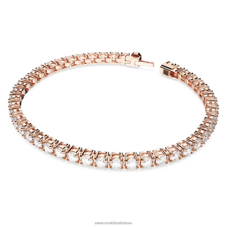 tenisový náramok matrix okrúhly výbrus, biely, pozlátený ružovým zlatom B8ZNT552 Swarovski šperky - Image 3