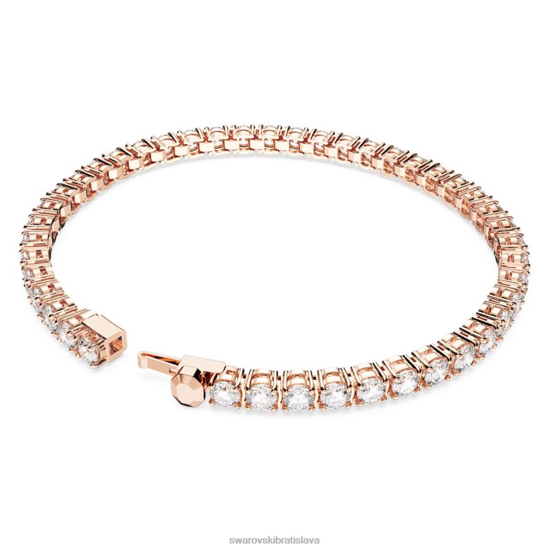 tenisový náramok matrix okrúhly výbrus, biely, pozlátený ružovým zlatom B8ZNT552 Swarovski šperky - Image 5