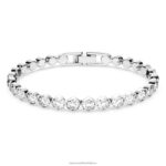 tenisový náramok okrúhly výbrus, biely, rhodiovaný B8ZNT548 Swarovski šperky
