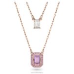 tisícročia vrstvený náhrdelník osemhranný výbrus, fialový, pozlátený ružovým zlatom B8ZNT47 Swarovski šperky