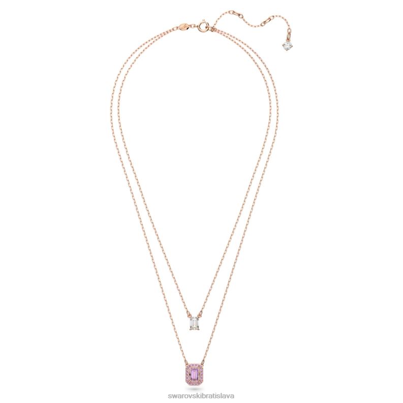 tisícročia vrstvený náhrdelník osemhranný výbrus, fialový, pozlátený ružovým zlatom B8ZNT47 Swarovski šperky - Image 3