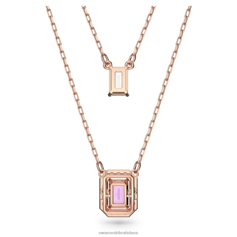 tisícročia vrstvený náhrdelník osemhranný výbrus, fialový, pozlátený ružovým zlatom B8ZNT47 Swarovski šperky - Image 5