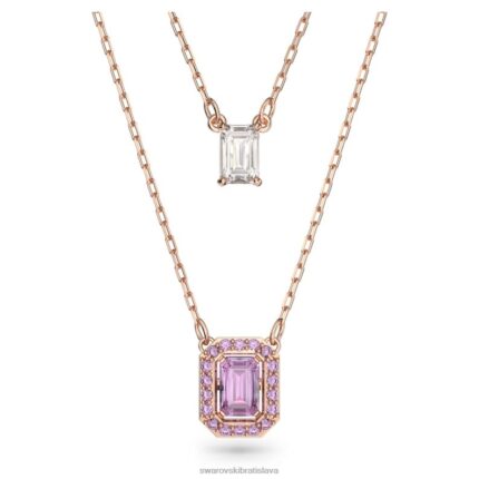 tisícročia vrstvený náhrdelník osemhranný výbrus, fialový, pozlátený ružovým zlatom B8ZNT47 Swarovski šperky