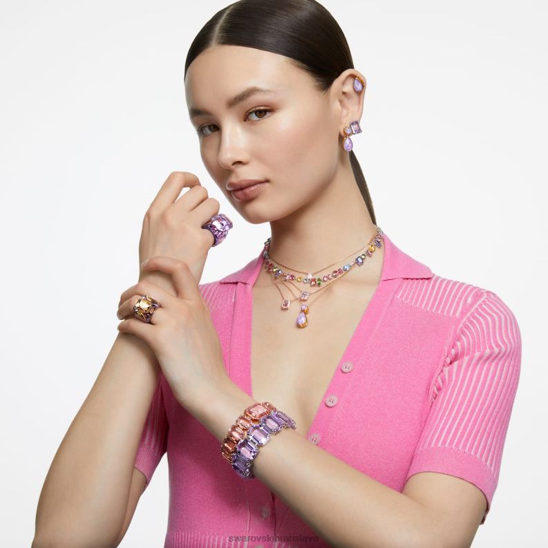 tisícročia vrstvený náhrdelník osemhranný výbrus, fialový, pozlátený ružovým zlatom B8ZNT47 Swarovski šperky - Image 6
