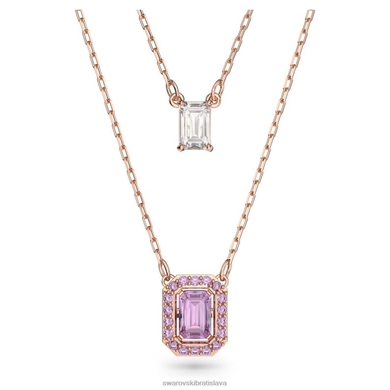 tisícročia vrstvený náhrdelník osemhranný výbrus, fialový, pozlátený ružovým zlatom B8ZNT47 Swarovski šperky - Image 1
