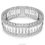 tlmivka hyperboly obdĺžnikový rez, biela, rhodiovaná B8ZNT350 Swarovski šperky