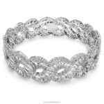 tlmivka hyperboly zmiešané strihy, vlnité, biele, rhodiované B8ZNT349 Swarovski šperky