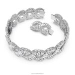 tlmivka hyperboly zmiešané strihy, vlnité, biele, rhodiované B8ZNT349 Swarovski šperky - Image 3