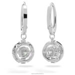 trblietavé tanečné náušnice okrúhly výbrus, biely, rhodiovaný B8ZNT768 Swarovski šperky - Image 3