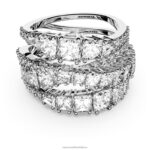twist wrap ring zmiešané rezy, biele, rhodiované B8ZNT1030 Swarovski šperky