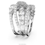 twist wrap ring zmiešané rezy, biele, rhodiované B8ZNT1030 Swarovski šperky - Image 4