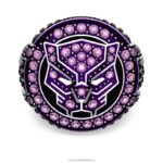 úžasný prsteň čierneho pantera čierny panter, fialový, rhodiovaný B8ZNT1085 Swarovski šperky