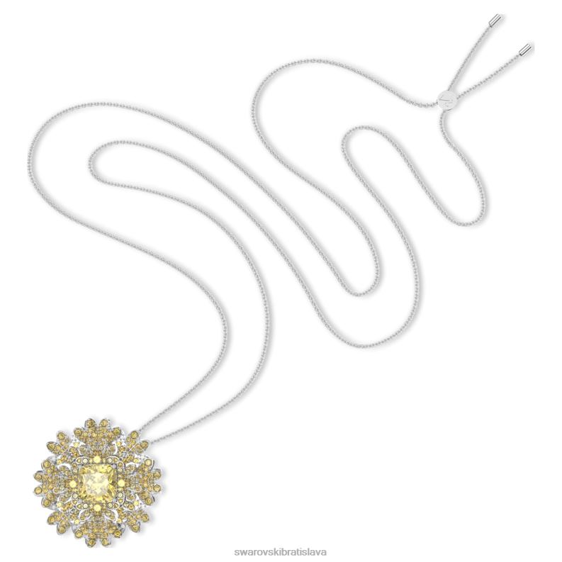 večný kvetinový prívesok a brošňa kvet, žltá, povrchová úprava zmiešaný kov B8ZNT229 Swarovski šperky - Image 3
