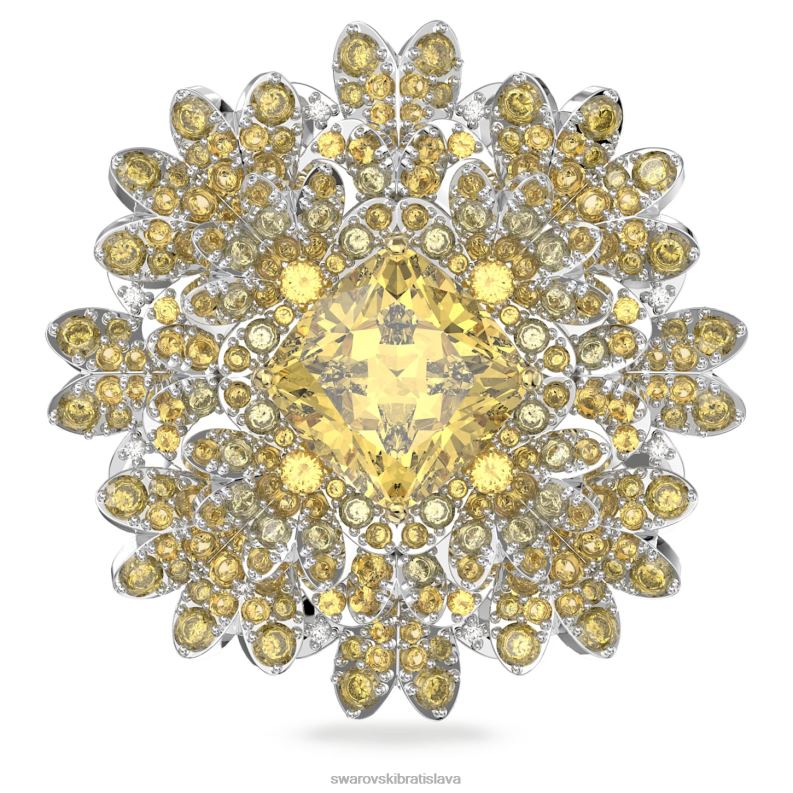 večný kvetinový prívesok a brošňa kvet, žltá, povrchová úprava zmiešaný kov B8ZNT229 Swarovski šperky - Image 5