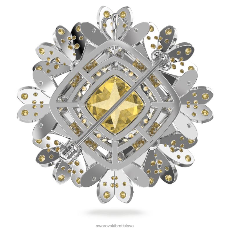 večný kvetinový prívesok a brošňa kvet, žltá, povrchová úprava zmiešaný kov B8ZNT229 Swarovski šperky - Image 6