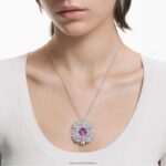 večný kvetinový prívesok a brošňa kvetina, ružová, povrchová úprava zmiešaný kov B8ZNT336 Swarovski šperky - Image 2