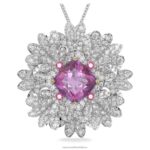 večný kvetinový prívesok a brošňa kvetina, ružová, povrchová úprava zmiešaný kov B8ZNT336 Swarovski šperky