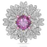 večný kvetinový prívesok a brošňa kvetina, ružová, povrchová úprava zmiešaný kov B8ZNT336 Swarovski šperky - Image 5