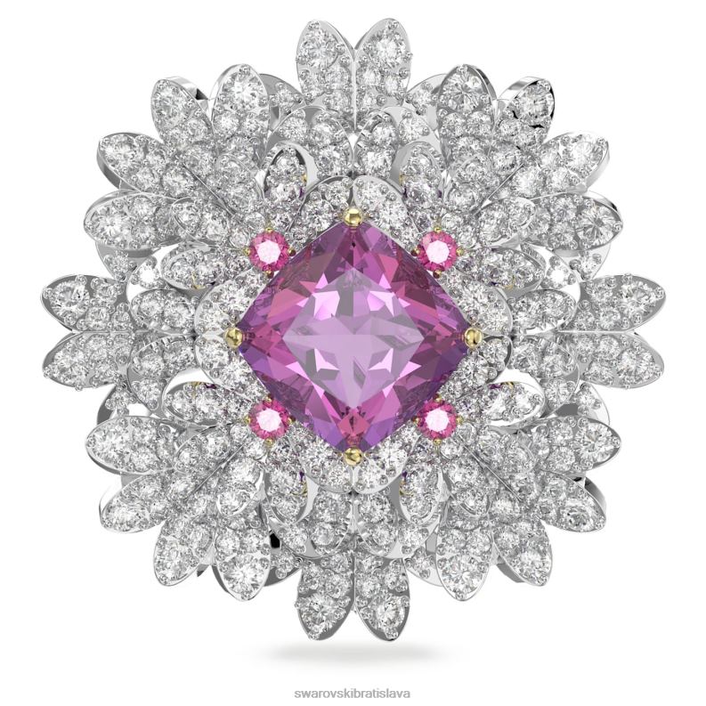 večný kvetinový prívesok a brošňa kvetina, ružová, povrchová úprava zmiešaný kov B8ZNT336 Swarovski šperky - Image 5
